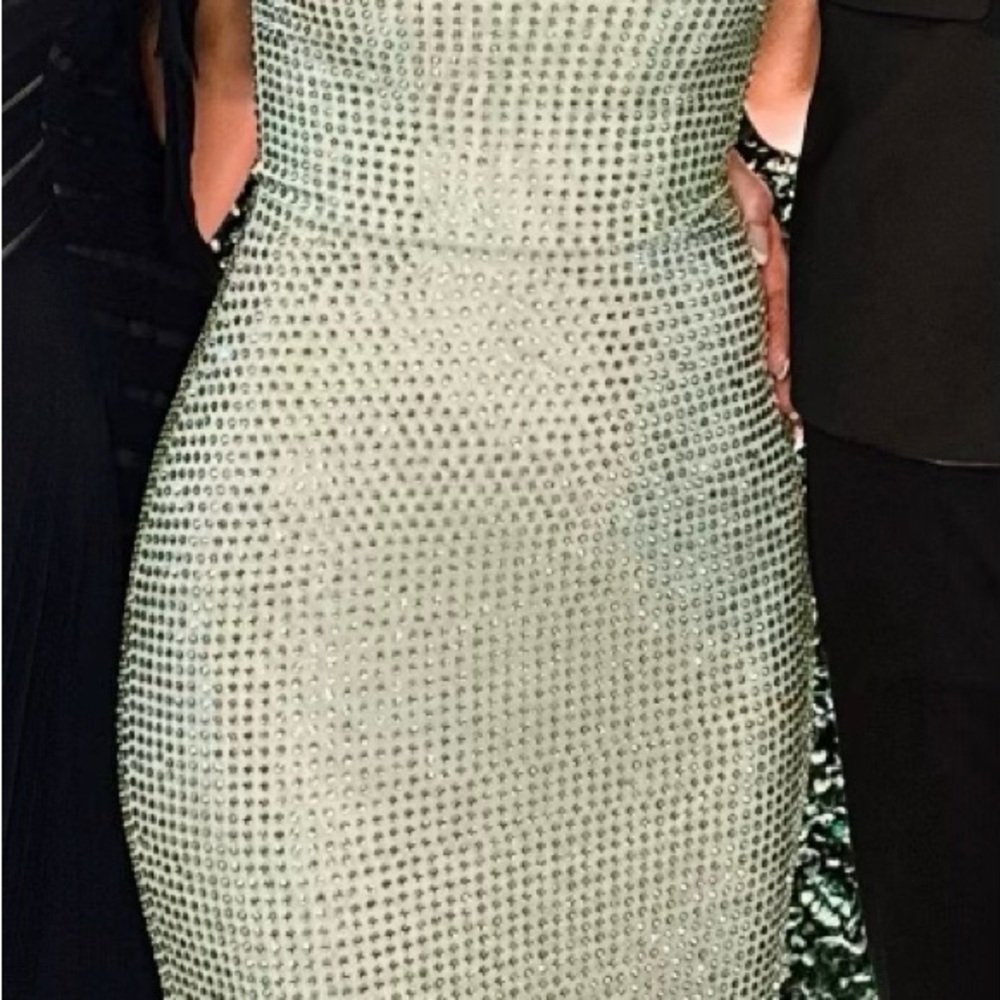 Oh Polly Sequin Strapless Mint Green Column Gown - Picture 11 of 12